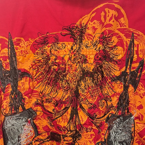 Mens "Empra" Red Embroidered Button Dress Shirt - Revolution 4XL - Picture 4 of 10